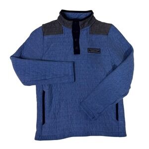 Vineyard Vines Boys Quilted Pullover Fleece Jacket Kids Blue Gray Small 8-10